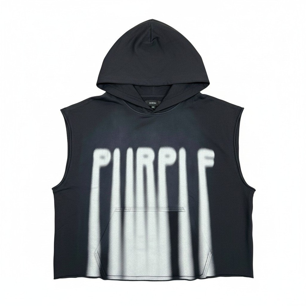 Purple Brand Mens Sleeveless Hoodie Black Beauty Logo‎ Graphic M4153-MFBB325 XXL